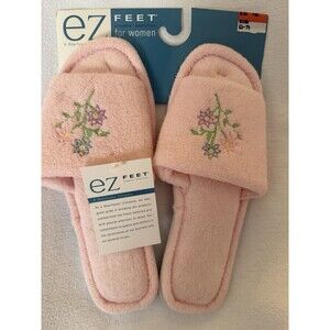 ez FEET Pink Floral Slip-On Women's Slippers WL362 Size 6.5-7.5 Medium